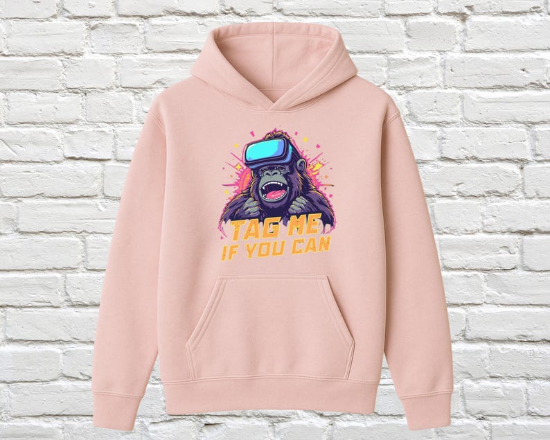 Tag Me If You Can Hoodie, Gorilla Graphic Pullover, Cool Animal Sweatshirt, Unique Fun Hoodie, Trendy Casual Wear, Gift Idea