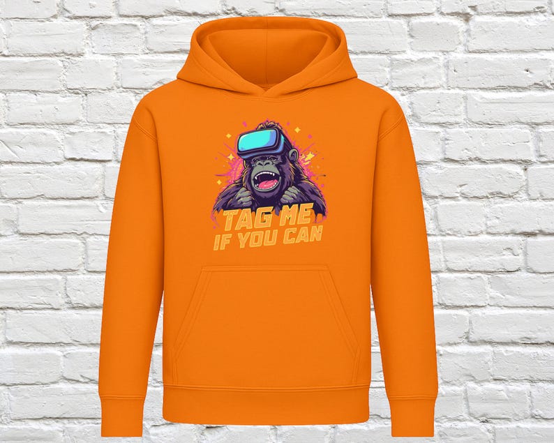 Funny Monkey Hoodie, Tag Me If You Can Hoodie, Cool Graphic Sweatshirt, Fun Animal Print Hoodie, Trendy Streetwear Pullover
