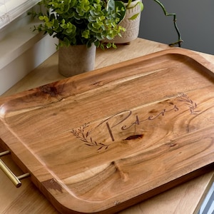 Acacia Wood Serving Tray - Custom Engraved