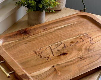 Bandeja de servir de madera de acacia - Grabado personalizado