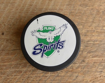 Vintage Flint Spirits IHL ( International Hockey League ) Official Game Puck