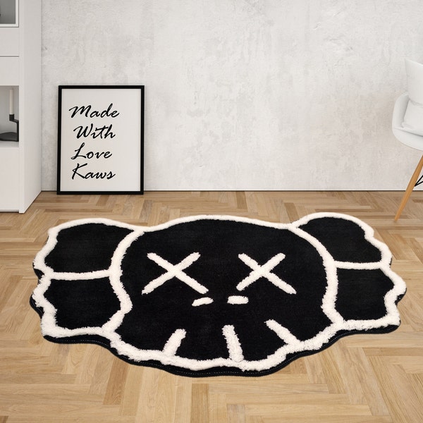 Tapis Kaws, cadeau pour amateur de Kaws, cadeau de pendaison de crémaillère, décoration d'intérieur Kaws, tapis de chambre à coucher, tapis mignon, tapis d'anime, tapis de salle de jeux, tapis de salon