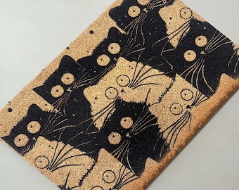 Felpudo de fibra de coco con diseño de gato negro, divertido felpudo de bienvenida, regalo de inauguración de la casa