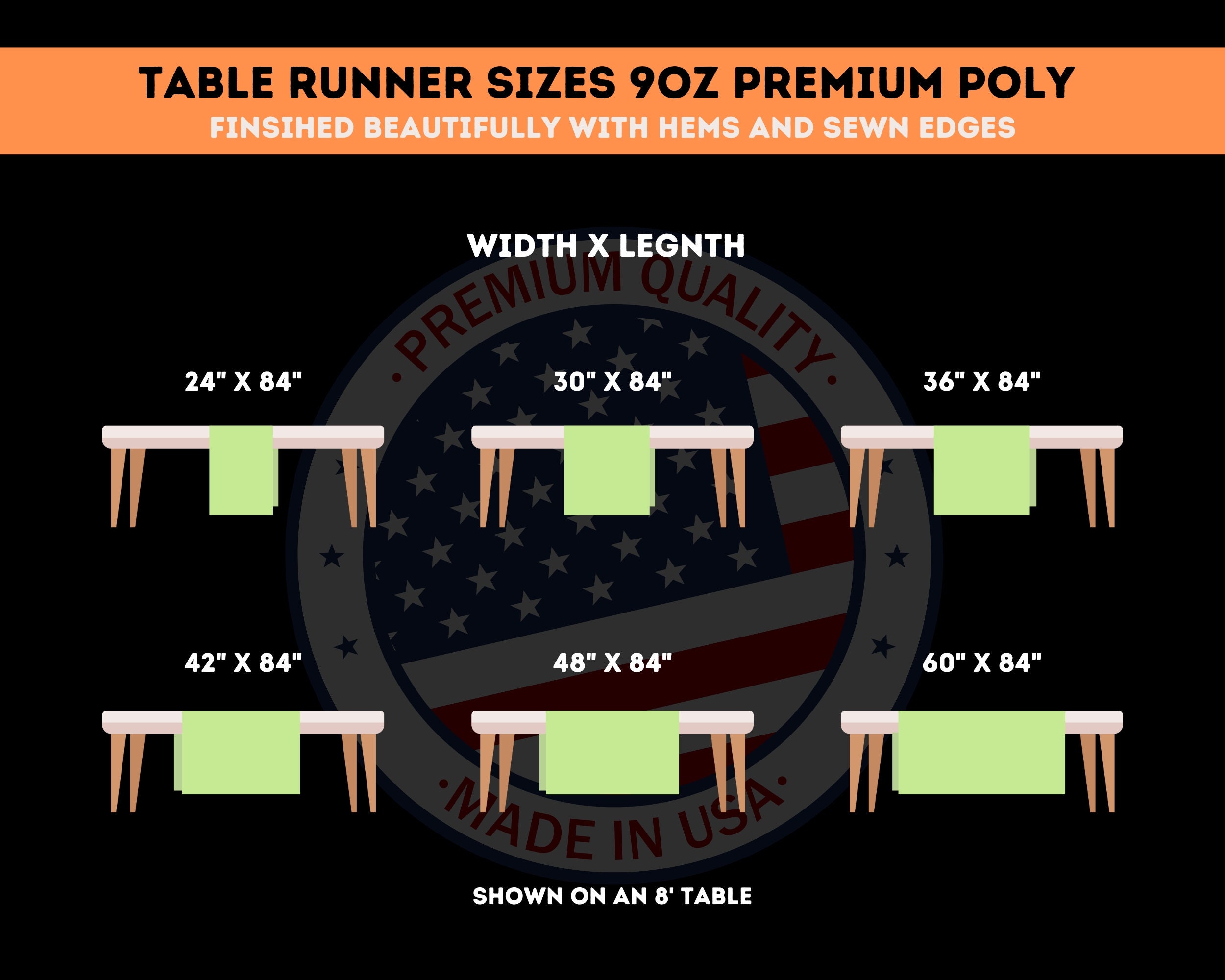Custom Table Runner Thick Fabric 36"x72" With Business Logo Text ...