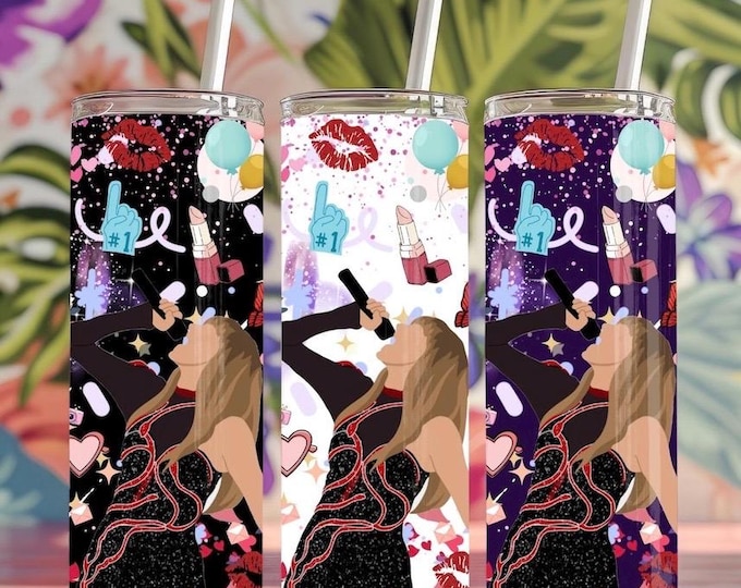 Featured listing image: Taylor Swift Swifties 20 oz hot and cold tumbler with metal straw. Various colors and personalization available!