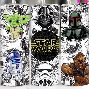 Star Wars 20 oz hot and cold tumbler with metal straw.