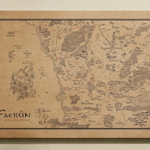 Tela do Mapa de Faerûn inspirada em Tolkien