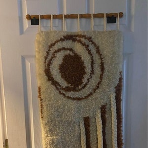 Vintage 70&#39;s MCM Woven Latch Hook Wall Art