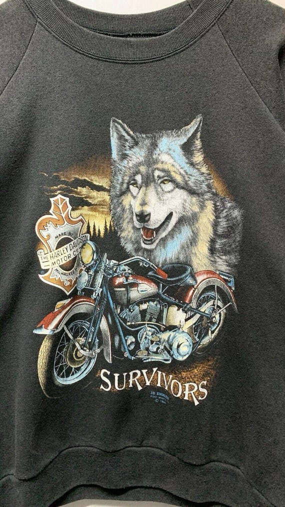 Vintage 1989 3D Emblem Harley Davidson SURVIVORS WOLF