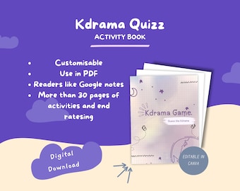 Kdrama Games, Activity Book, K-Drama Fan Gift, Korean Drama Addict, Kdrama Gift, Instant download, Printable Party Games, Party Game quiz