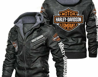 Harley-Davidson abnehmbare Kapuzenjacke für Motorradfahrer, echte Rindslederjacke, Biker-Essential, Premium-Motorradausrüstung, Geschenk für ihn