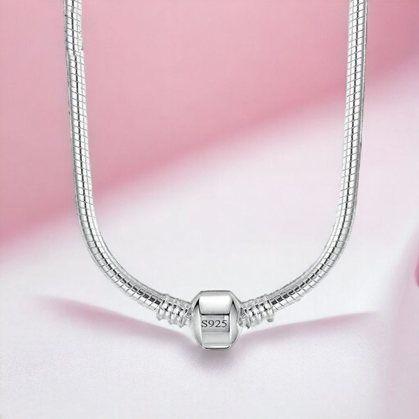 Collier à breloques coeur de style Pandora, bracelet à breloques, breloque originale de style Pandora avec fermoir coeur d'amour, collier à breloques, cadeau pour elle