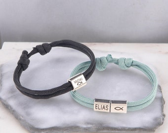 Herren Segelseil Armband personalisiert, Partner Armband, Edelstahl Gravur Surfer Armband, Geschenk für Ihn, Vatertagsgeschenk