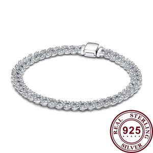 Bracciale in argento con catena pavé senza tempo in stile Pandora/bracciale in vero argento sterling 925/regalo per lei immagine 4