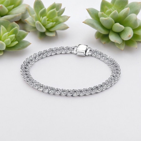 Pandora Style tijdloze Pavé ketting zilveren armband/echte 925 sterling zilveren armband/cadeau voor haar