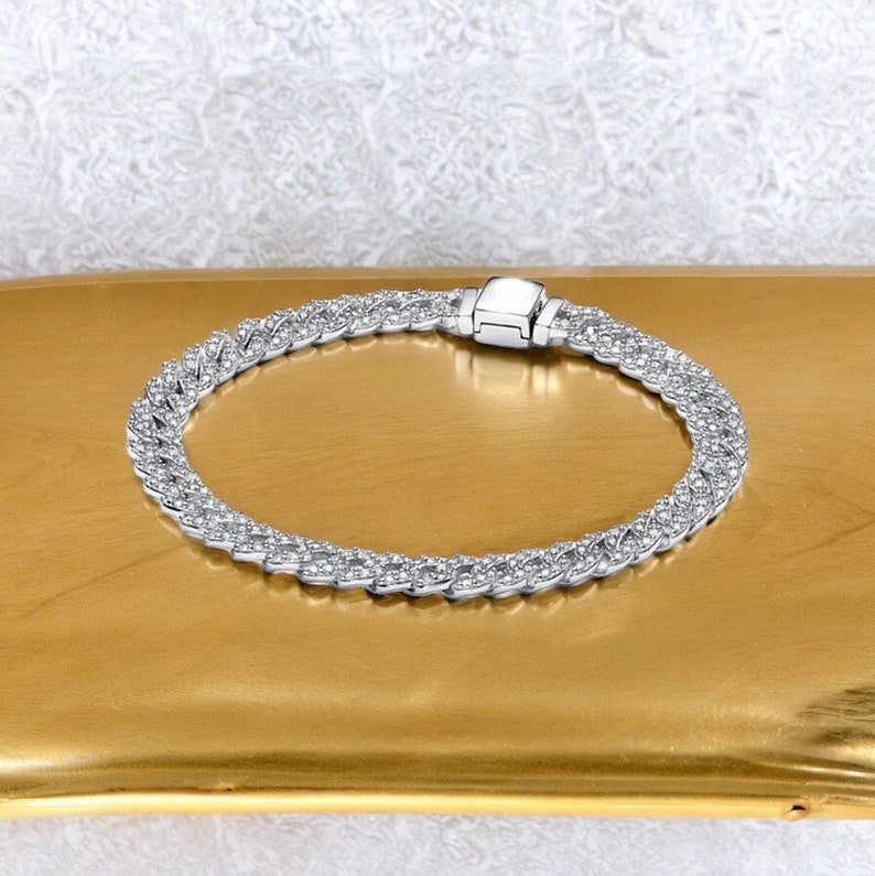 Bracciale in argento con catena pavé senza tempo in stile Pandora/bracciale in vero argento sterling 925/regalo per lei immagine 2