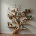 Handmade Tree Bookshelf, Custom Solid Wood Bookcase, Rustic Display Shelf for Home & Office