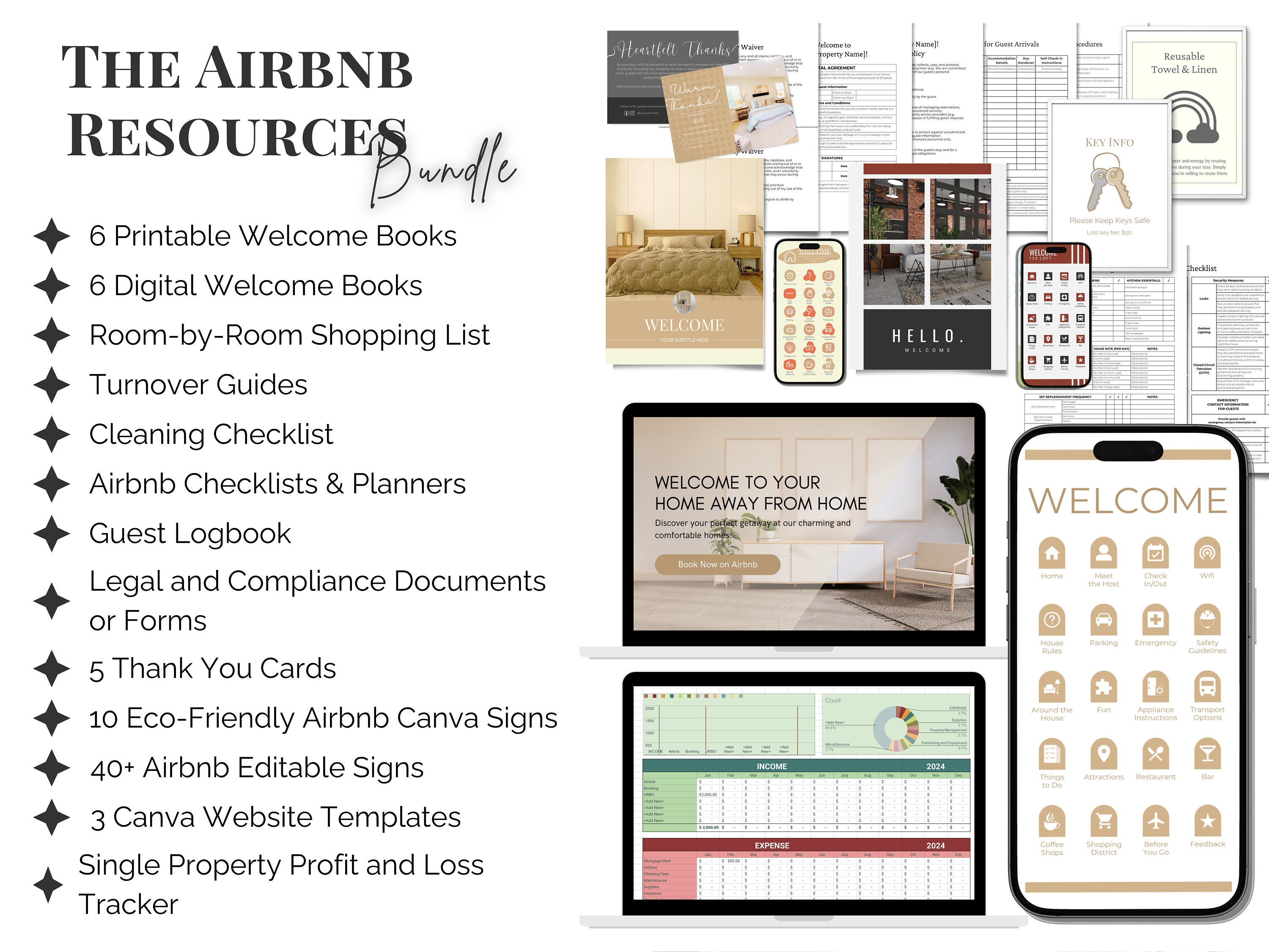 Ultimate Airbnb Template Bundle Welcome Book Airbnb Template, Editable ...