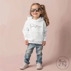 Girls White Gildan Hoodie Mockup: Casual Outfit (JPG File)
