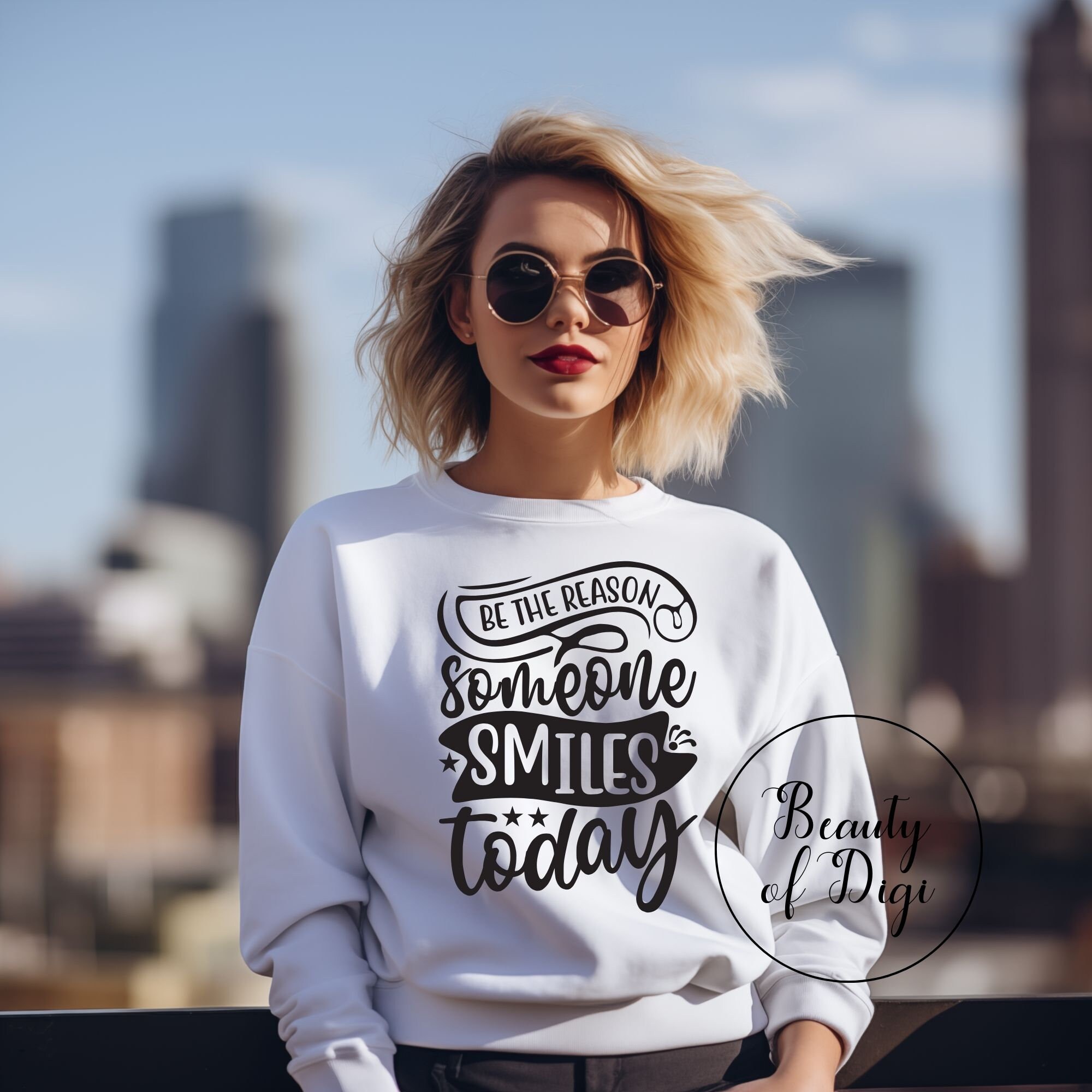 ホワイト ギルダン 18000 スウェットシャツ モックアップ：都市背景