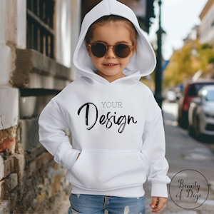 Girls White Gildan 18500 Hoodie Mockup (JPG File)
