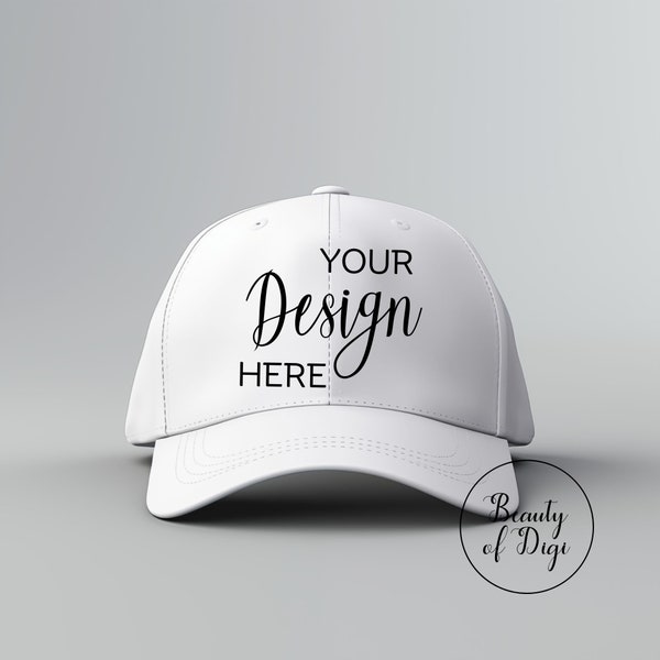 Baseball Hat Mockup, White Hat Mockup, Simple Mockup, Light Gray Background