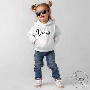 Girls White Gildan 18500 Hoodie Mockup (JPG File)