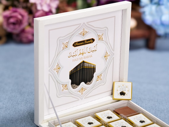 16 PCS with Box Hajj Mubarak, Eid al Adha Chocolate Favors, Eid Mubarak, Eid Chocolate Favors for Guests, Umrah Mubarak, Hajj Favors Gifts