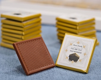 Single Chocolate Hajj Mubarak Favors for Guests, Eid Al Adha, Eid Mubarak, Eid Chocolate, Umrah Mubarak, Halal Chocolate, Hajj Favors Gifts