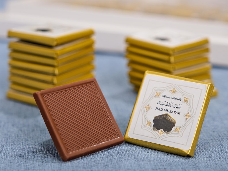 Hajj Mubarak, Eid al Adha Chocolate Favors, Eid Mubarak, Eid Chocolate Favors for Guests, Umrah Mubarak, Halal Chocolate, Hajj Favors Gifts