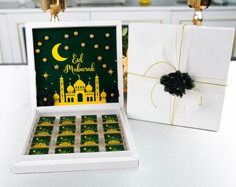 16 STKS met doos Ramadan Kareem Eid Mubarak Eid al-Adha chocoladegunsten, chocoladegunsten voor gasten, bruiloft babyshower feestartikelen geschenken