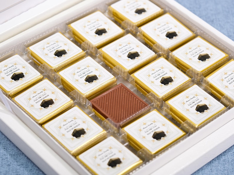 Hajj Mubarak, Eid al Adha Chocolate Favors, Eid Mubarak, Eid Chocolate Favors for Guests, Umrah Mubarak, Halal Chocolate, Hajj Favors Gifts