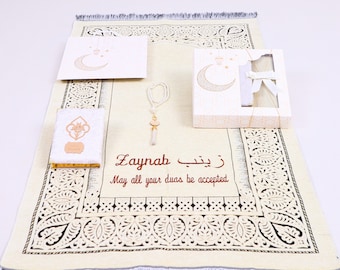 Personalized Islamic Gift Set w/ Prayer Mat Quran Tasbih, Eid Gift, Islamic Wedding Gift, Birthday Gift, Mothers Day Gift, Anniversary Gift