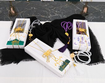 Personalized Head Scarf Hijab Tasbeeh Gift Set | Ramadan Eid Wedding Nikah Birthday Mother&#39;s Valentine&#39;s Anniversary Days Gift for Women