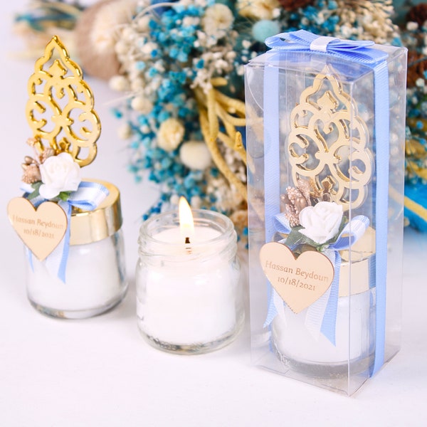 Personalized Glass Candle Holder Favors for Guest in Bulk | Wedding Ramadan Eid Birthday Baby Shower Ameen Islamic Muslim Party Favors Gifts