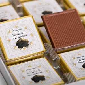 Hajj Mubarak, Eid al Adha Chocolate Favors, Eid Mubarak, Eid Chocolate Favors for Guests, Umrah Mubarak, Halal Chocolate, Hajj Favors Gifts