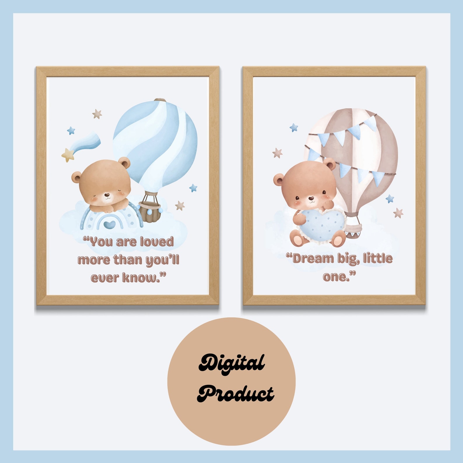 Boys Wall Art, Nursery Wall Art Bear, Printable Wall Art Decor, Set of ...