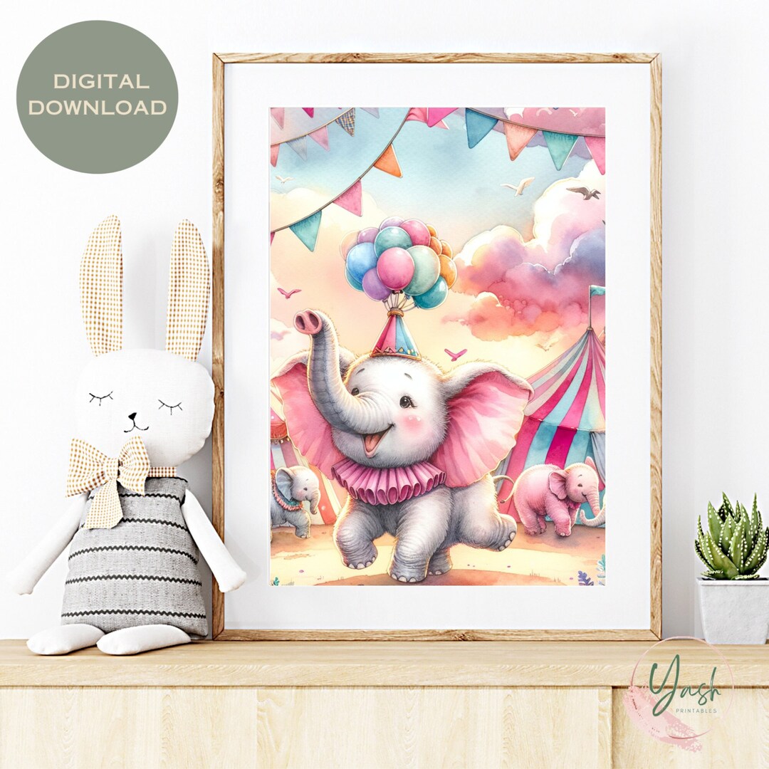 Circus Nursery Art | Pink Elephant Circus | Girl Nursery Prints ...