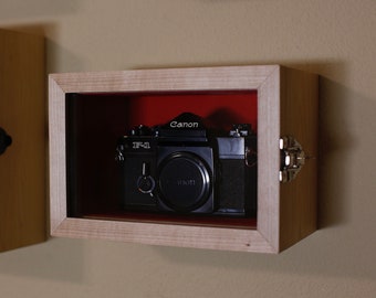 Wall Mounted Display Case - Vintage Camera Display Case - 35mm Film Camera Display Case