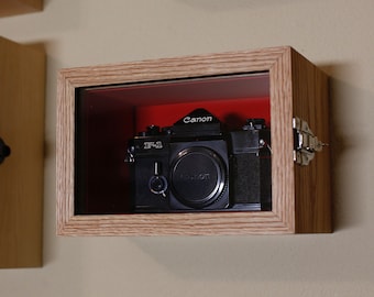 Wall Mounted Display Case - Vintage Camera Display Case - 35mm Film Camera Display Case