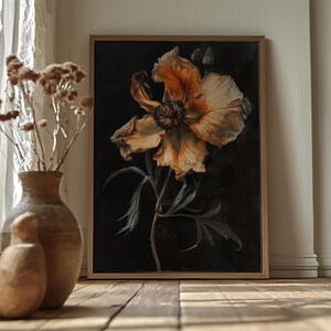 Poster & Leinwand Kunstdrucke | Florales Wandbild, Wandkunst Schwarz, Poster Wohnzimmer, Vintage Poster, Wanddekoration, Bilder Wohnzimmer