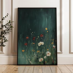 Poster & Leinwand Kunstdrucke | Wildblumen Wandbild, Wandkunst Grün, Poster Wohnzimmer, Vintage Poster, Wanddekoration, Bilder Wohnzimmer