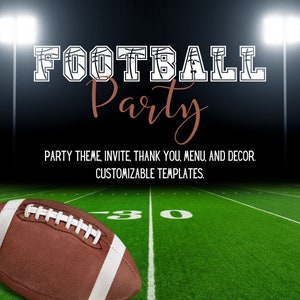 Tema de fiesta de cumpleaños "Fútbol" - Invitación, menú, agradecimiento, enlaces de decoración - Plantillas personalizables - Canva
