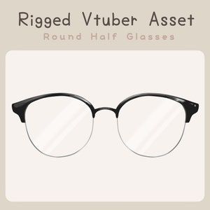 May include: Black round half-rim glasses with clear lenses.