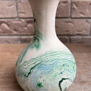 Vintage Nemadji Pottery Vase - Swirl Glaze - USA Made