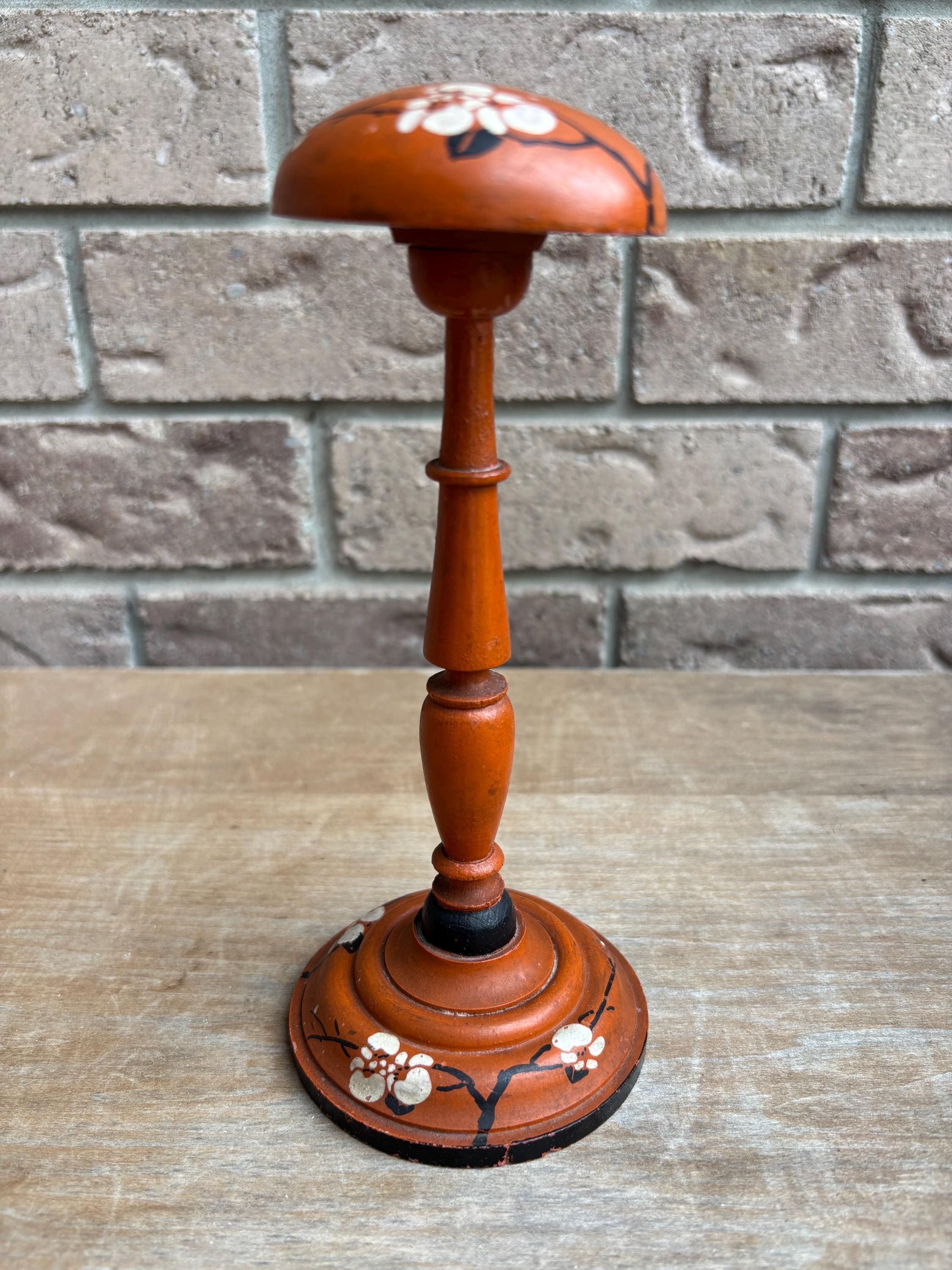 Hand painted original hat stand DIY Hat Stand from Wooden Candlesticks and Bowls main image 3