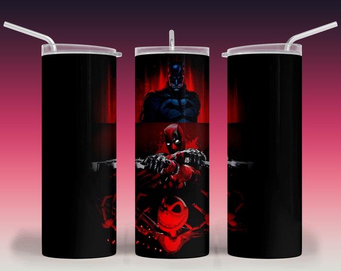 Dark heros inspired 20oz tumbler wrap image for sublimation. Bad boys be bad.