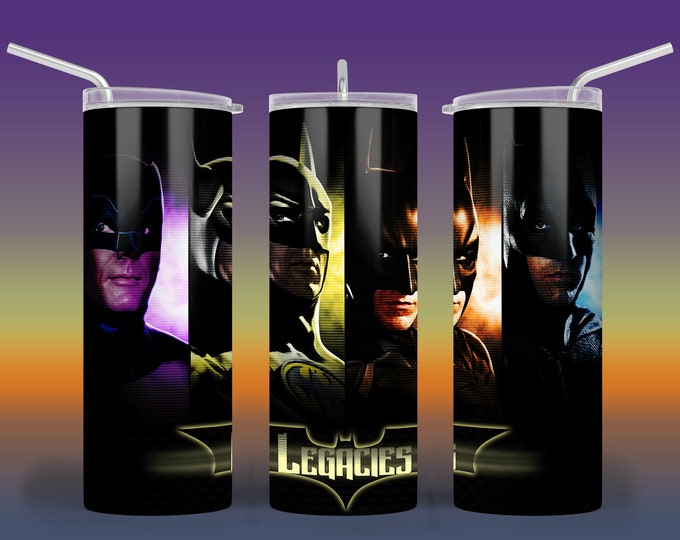 Dark Knight through the ages inspired 20oz tumbler wrap image for sublimation. This is Legacy.