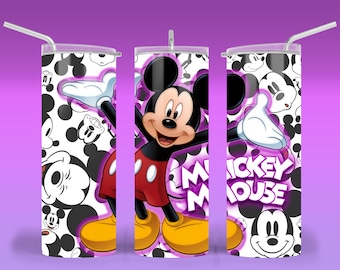 Well known and loveable Mickey Mouse inspired 20oz tumbler wrap digital image for sublimation.