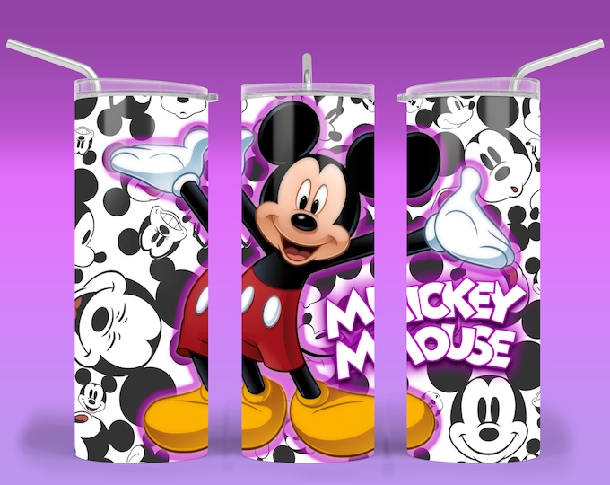Well known and loveable Mickey Mouse inspired 20oz tumbler wrap digital image for sublimation.